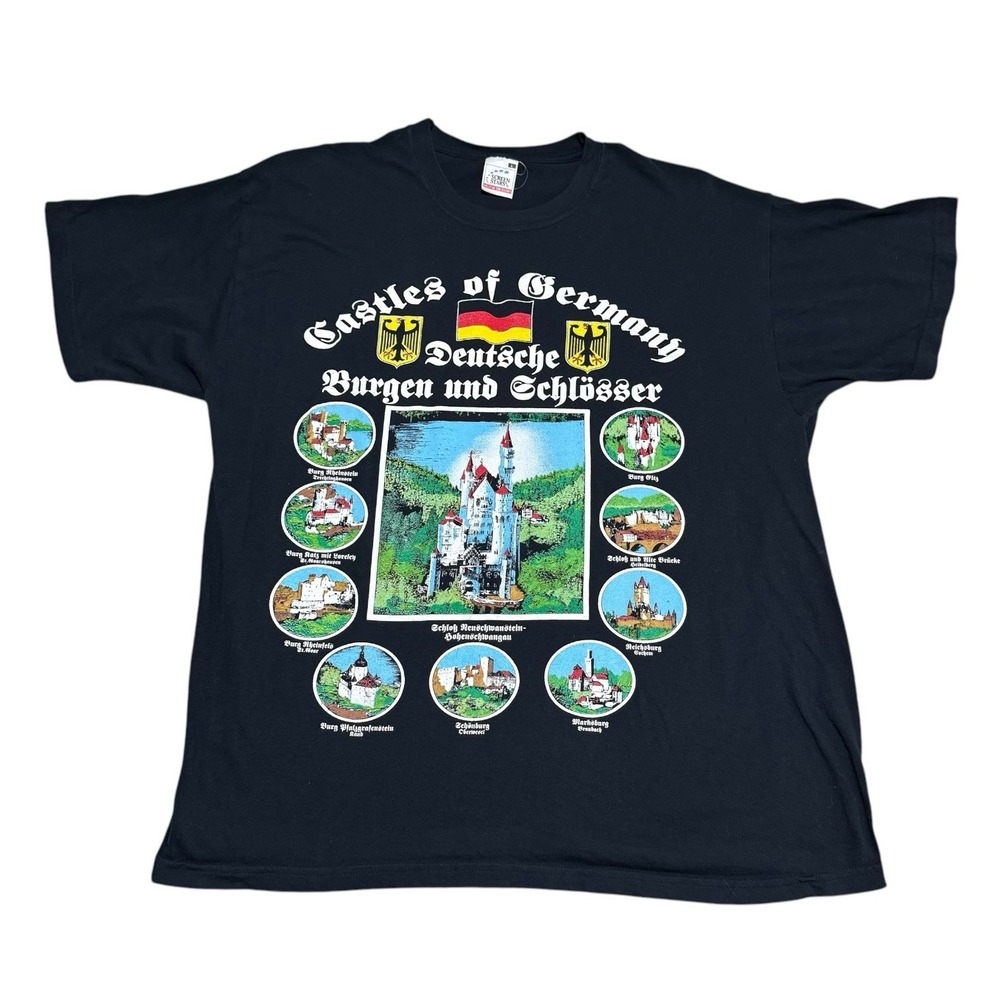 Screen Stars Castles of Germany 100% Cotton Black Shirt Adult‎ Large